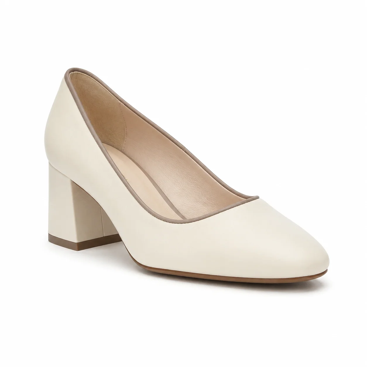 STEVORA Ivory Block-Heel Pump