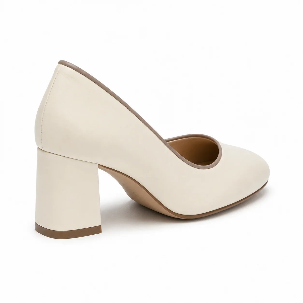 STEVORA Ivory Block-Heel Pump